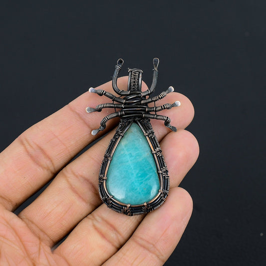 Green Amazonite Gemstone Spider Pendant