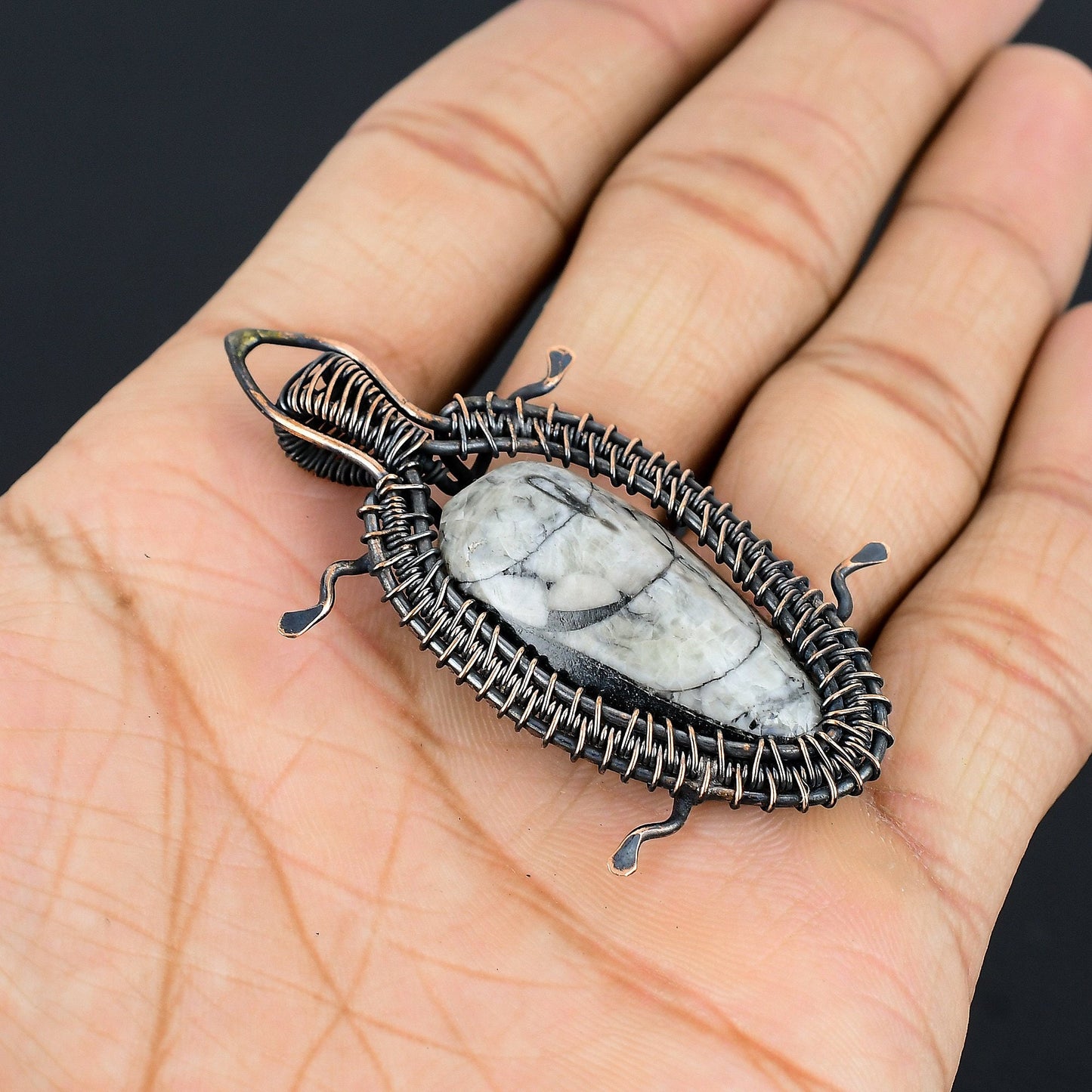 Black Orthoceras Gemstone Pendant