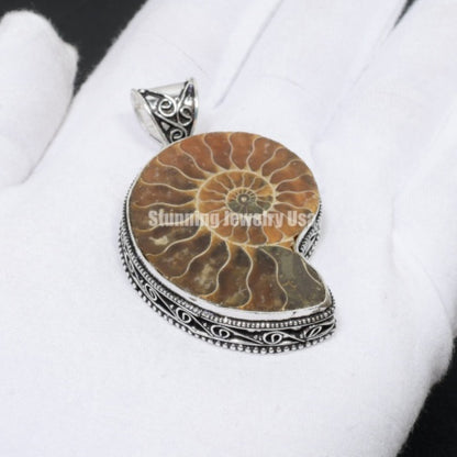 Iridescent Ammonite Gemstone Pendant