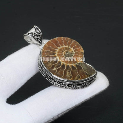 Iridescent Ammonite Gemstone Pendant
