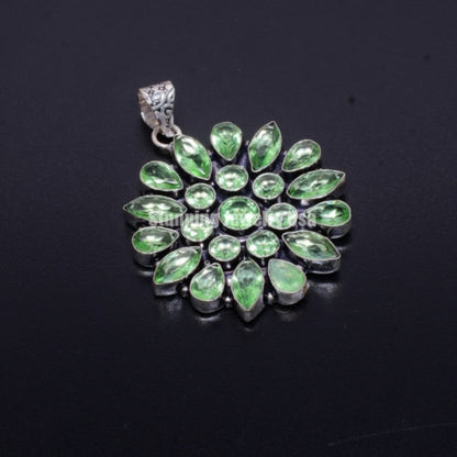 Green Peridot Flower Pendant