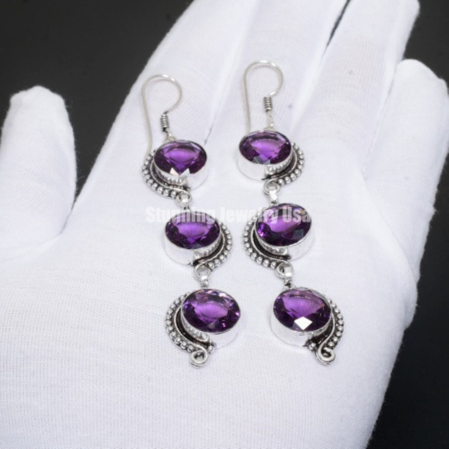 Purple Amethyst Sterling Silver Earrings