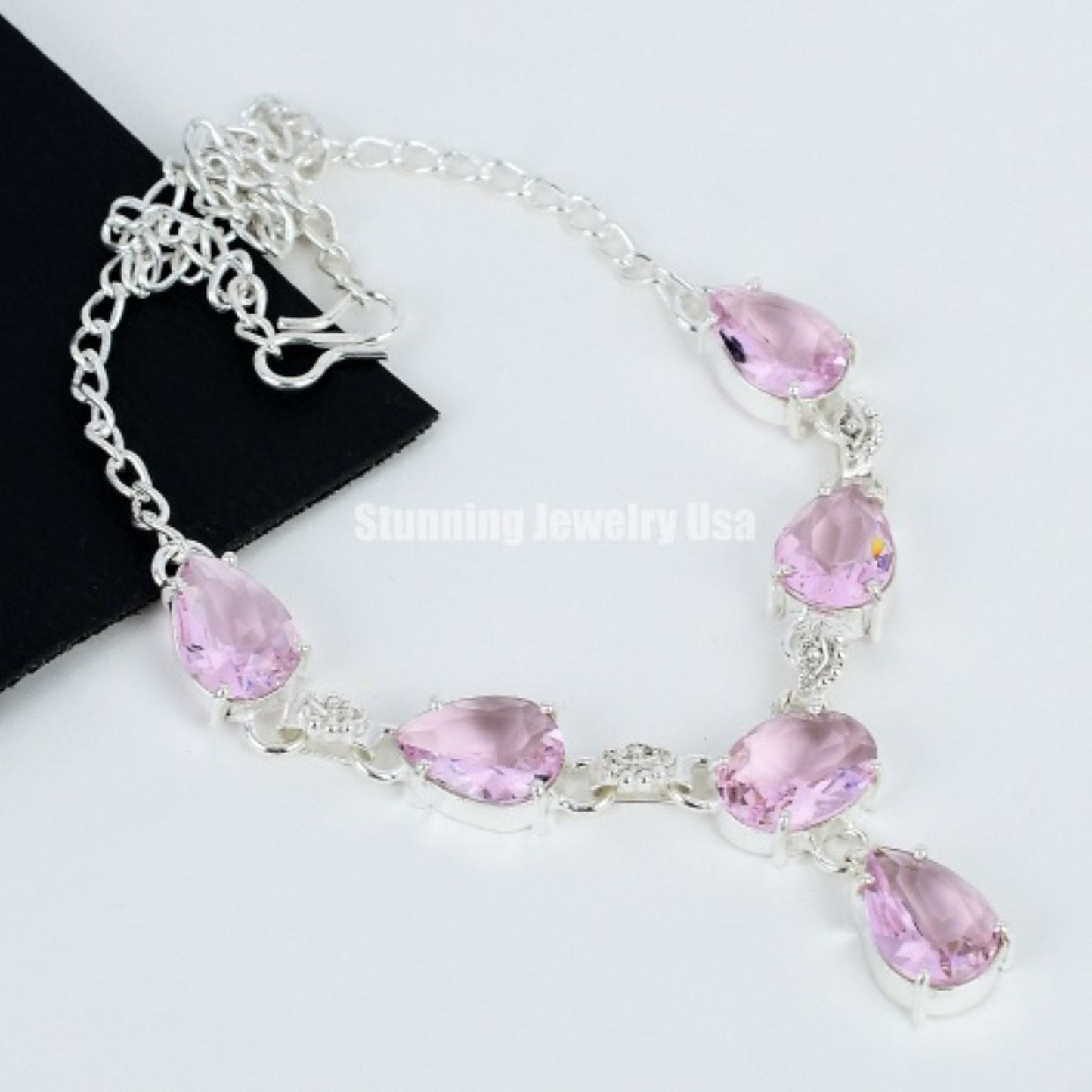 Pink Kunzite Gemstone Sterling Silver Necklace