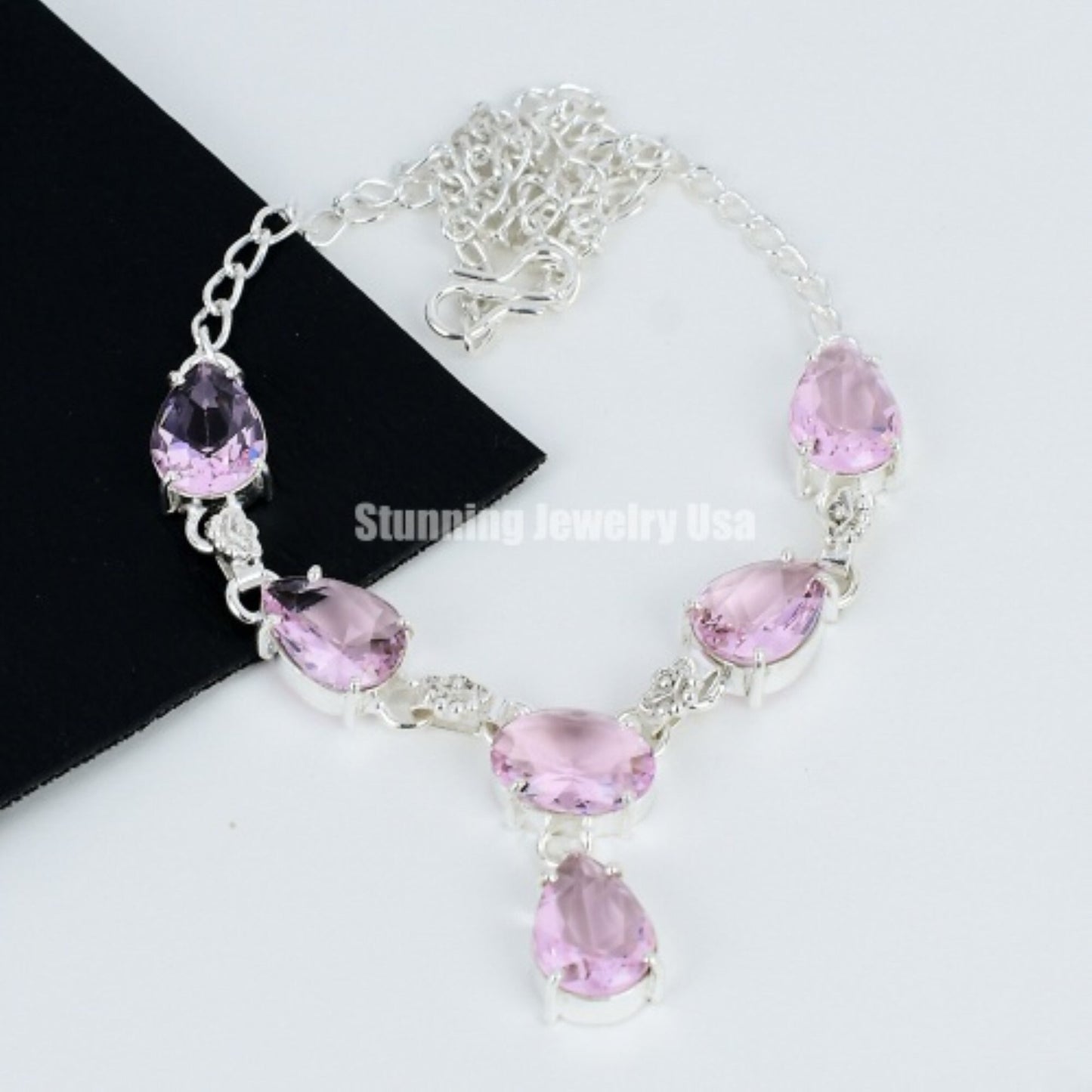 Pink Kunzite Gemstone Sterling Silver Necklace