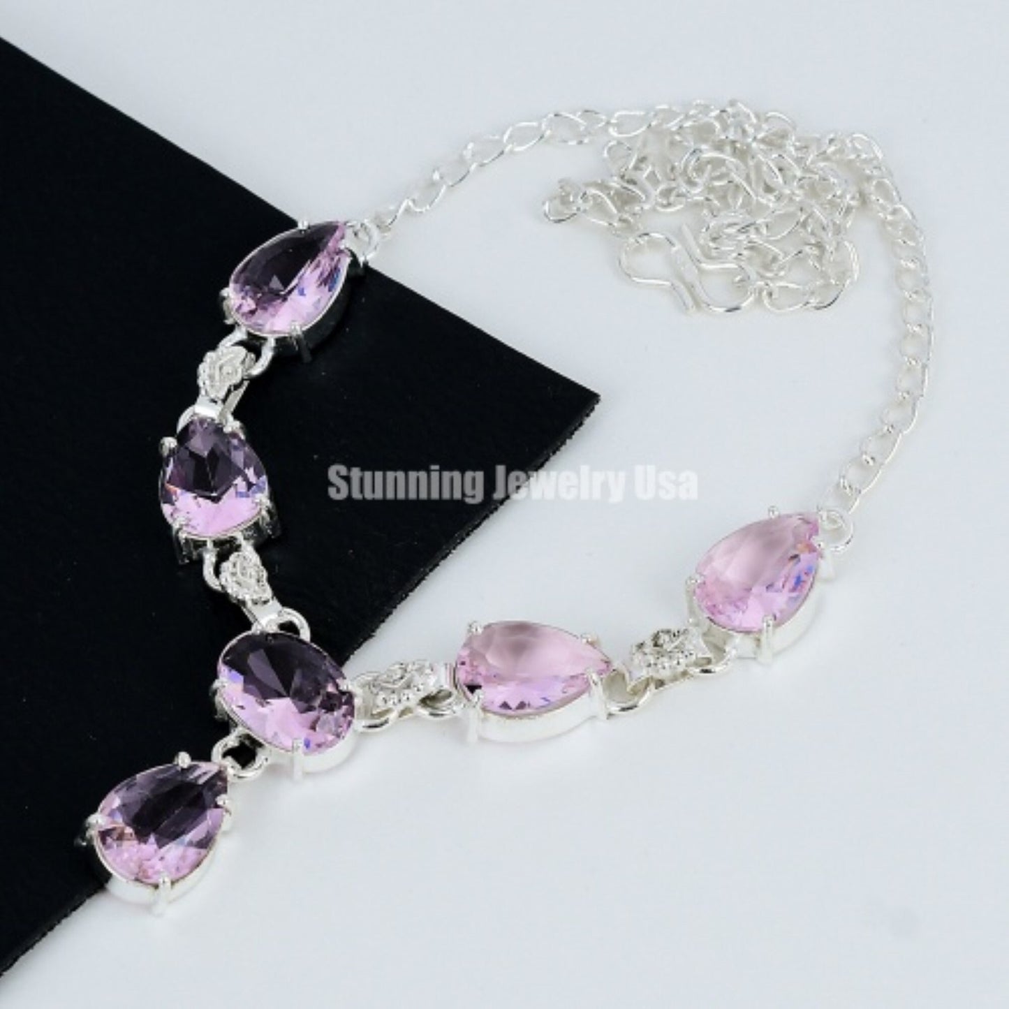 Pink Kunzite Gemstone Sterling Silver Necklace