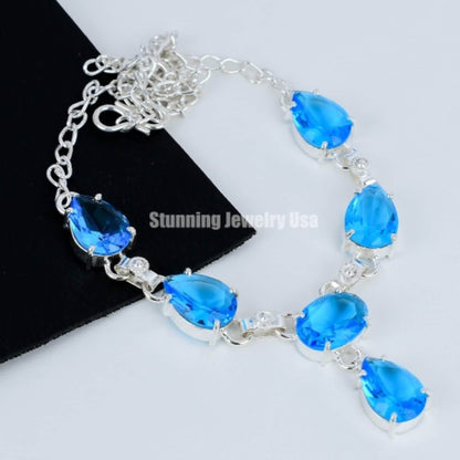 Blue Topaz Gemstone Necklace