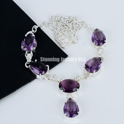 Purple Amethyst Sterling Silver Necklace