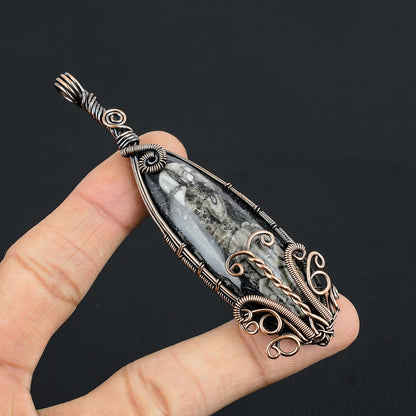 Black Orthoceras Gemstone Pendant