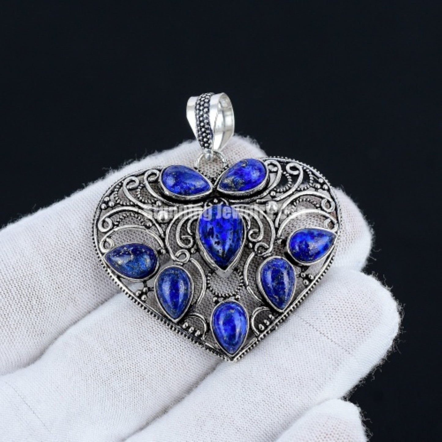 Blue Lapis Lazuli Gemstone Heart Pendant