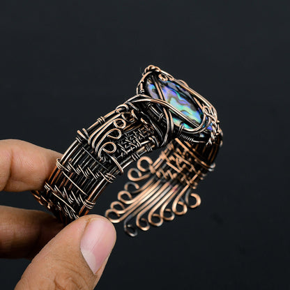 Rainbow Abalone Gemstone Cuff Bracelet