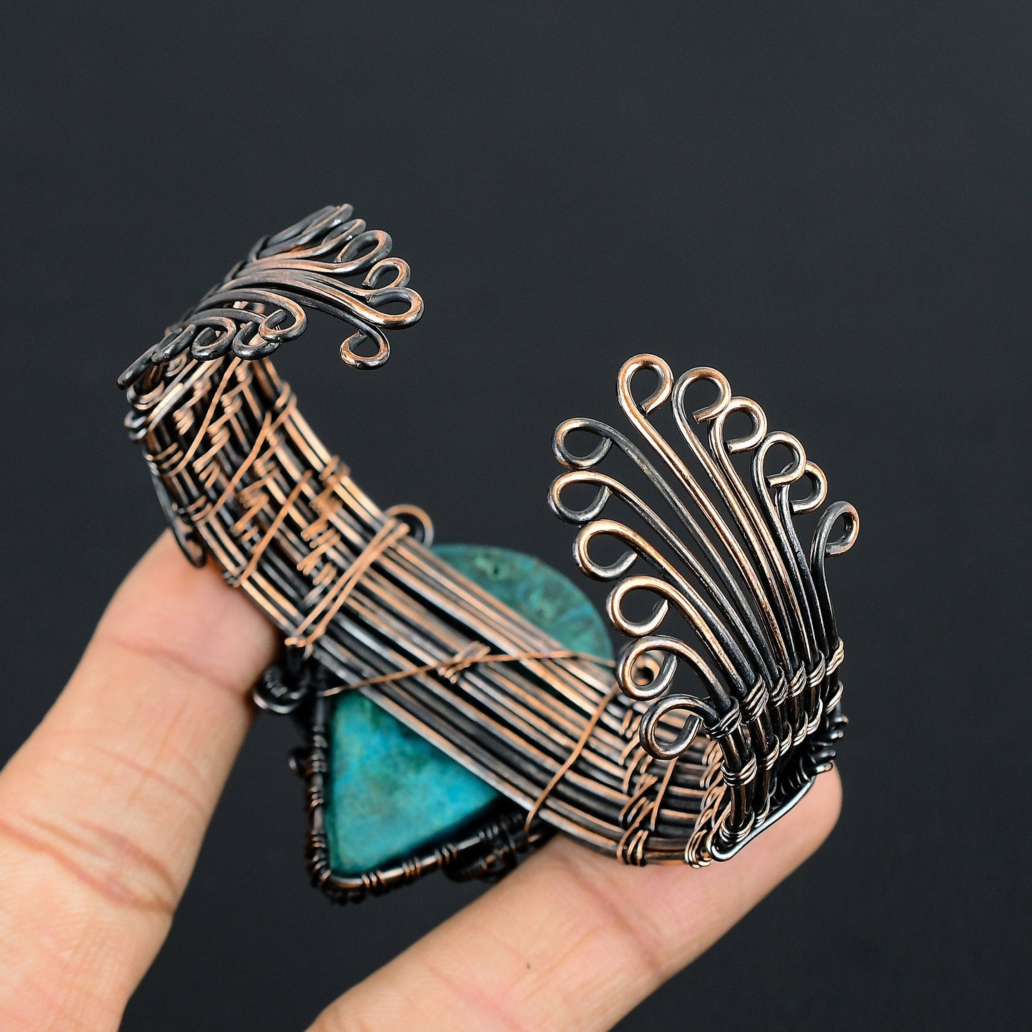 Turquoise Gemstone Copper Cuff Bracelet