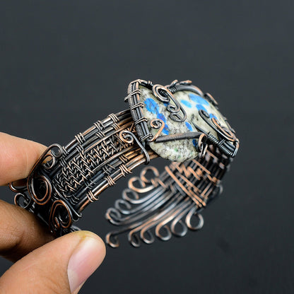Blue Azurite Gemstone Cuff Bracelet
