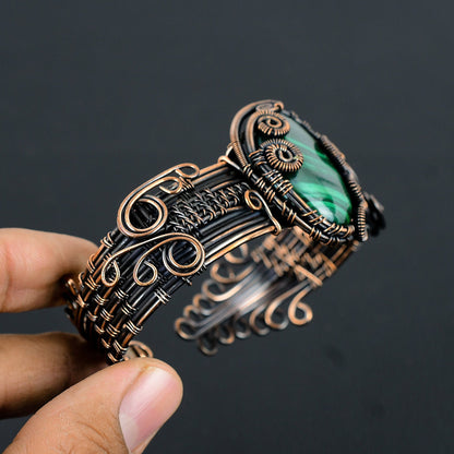 Green Malachite Gemstone Cuff Bracelet