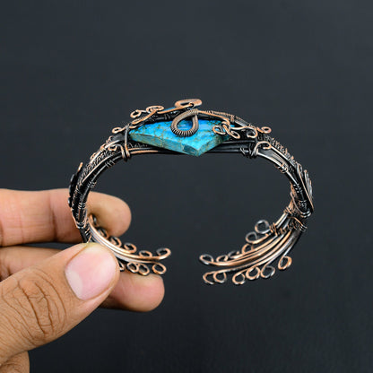 Turquoise Gemstone Copper Wire Wrap Bracelet