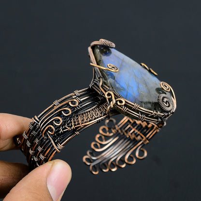 Blue Labradorite Gemstone Cuff Bracelet