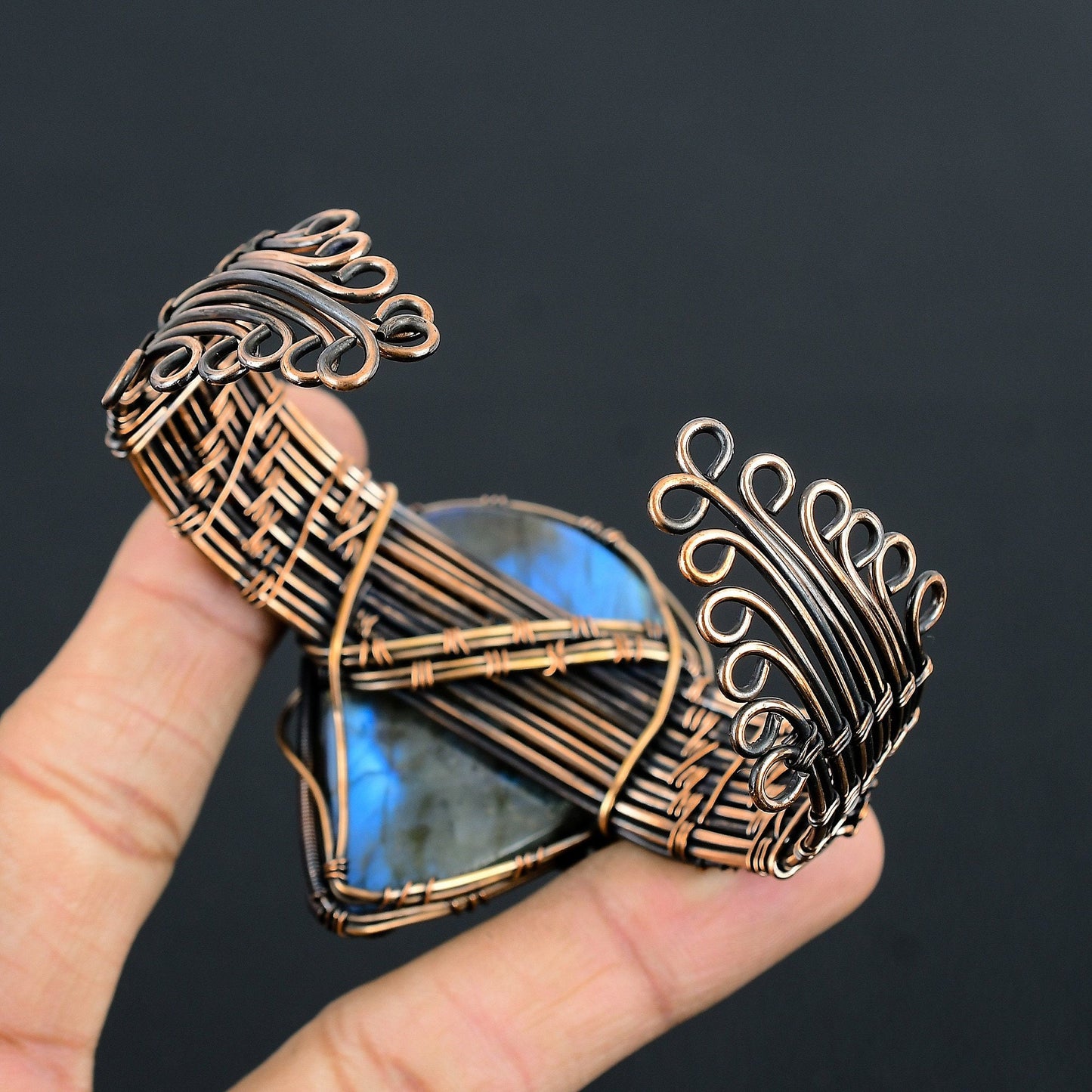 Blue Labradorite Gemstone Cuff Bracelet