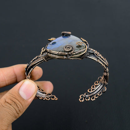Blue Labradorite Gemstone Cuff Bracelet
