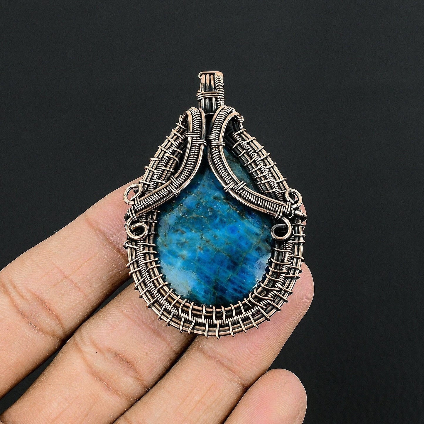 Neon Blue Apatite Gemstone Pendant