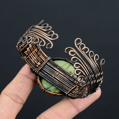 Blue Labradorite Gemstone Copper Cuff Bracelet