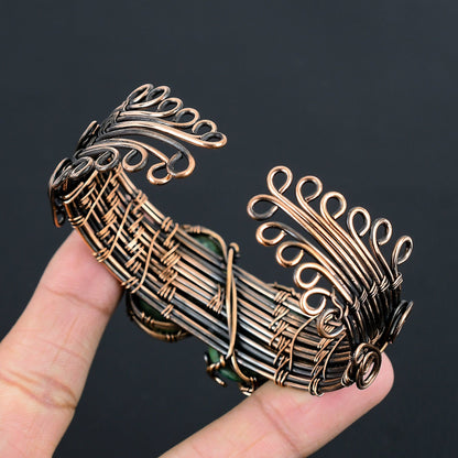 Green Malachite Gemstone Cuff Bracelet