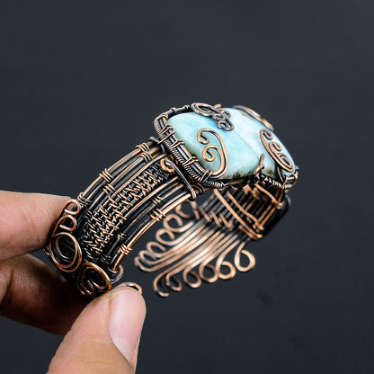 Blue Larimar Gemstone Copper Bracelet
