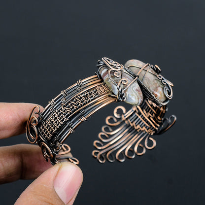 Multicolor Crazy Lace Agate Gemstone Cuff Bracelet