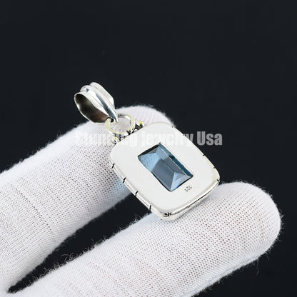 Swiss Blue Topaz Gemstone Pendant