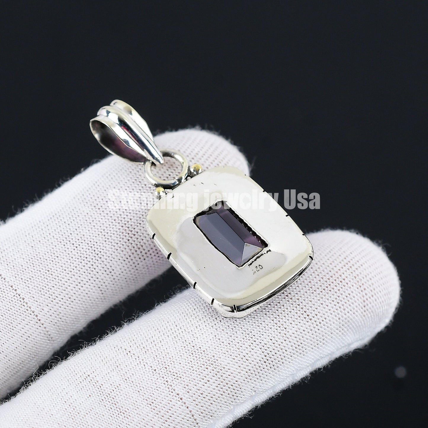 Purple Amethyst Gemstone Sterling Silver Pendant