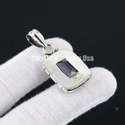 Purple Amethyst Gemstone Sterling Silver Pendant