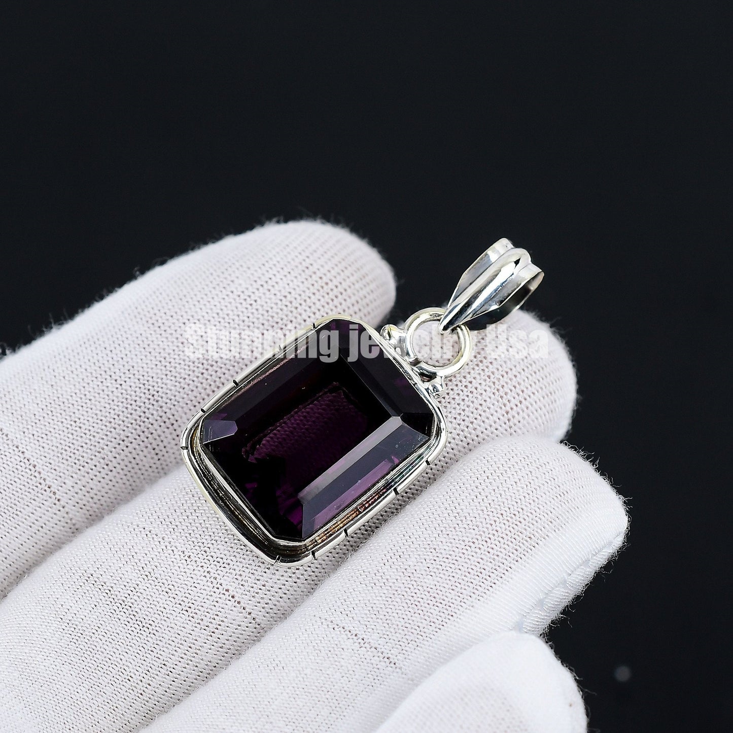 Purple Amethyst Gemstone Sterling Silver Pendant