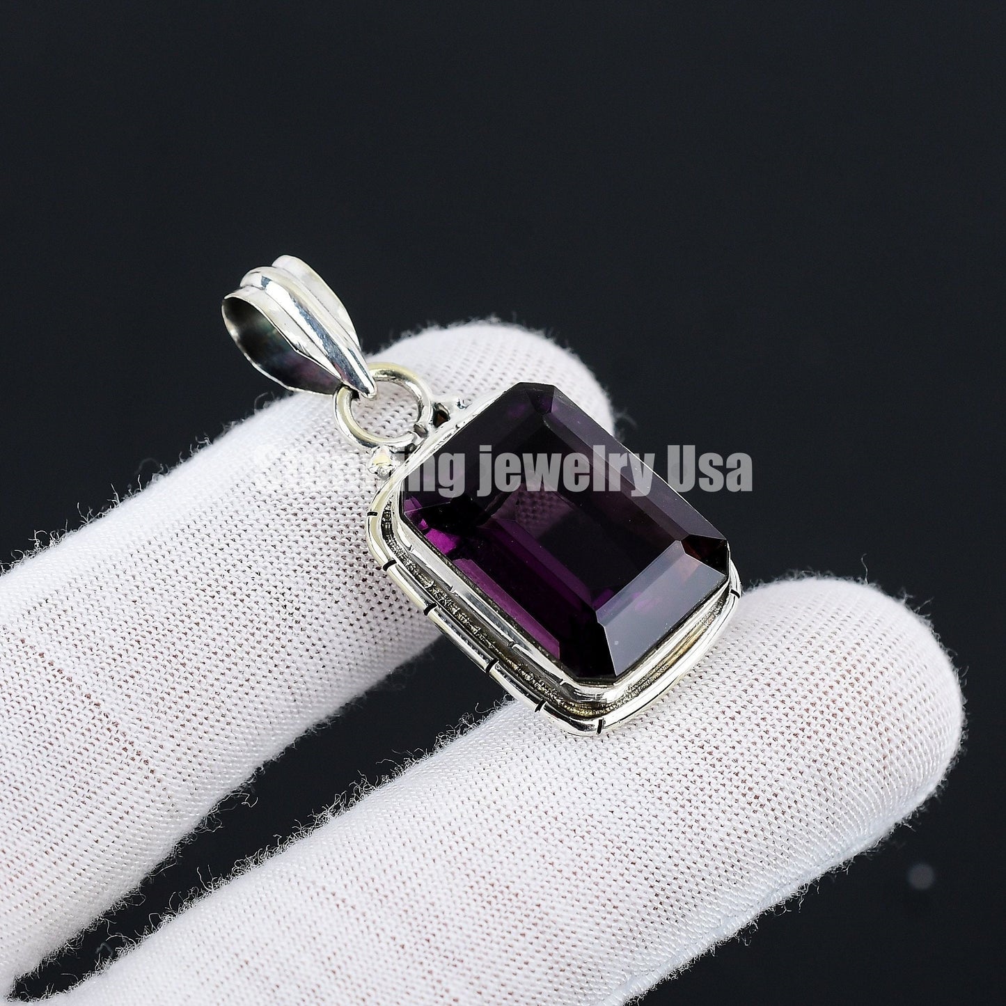 Purple Amethyst Gemstone Sterling Silver Pendant