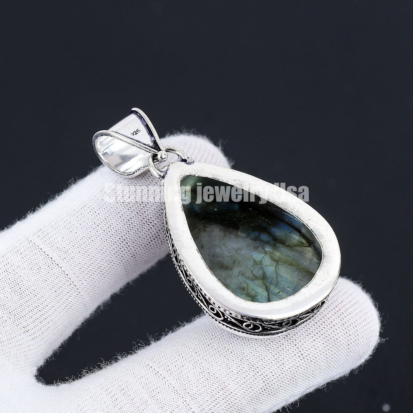 Purple Fire Labradorite Gemstone Pendant