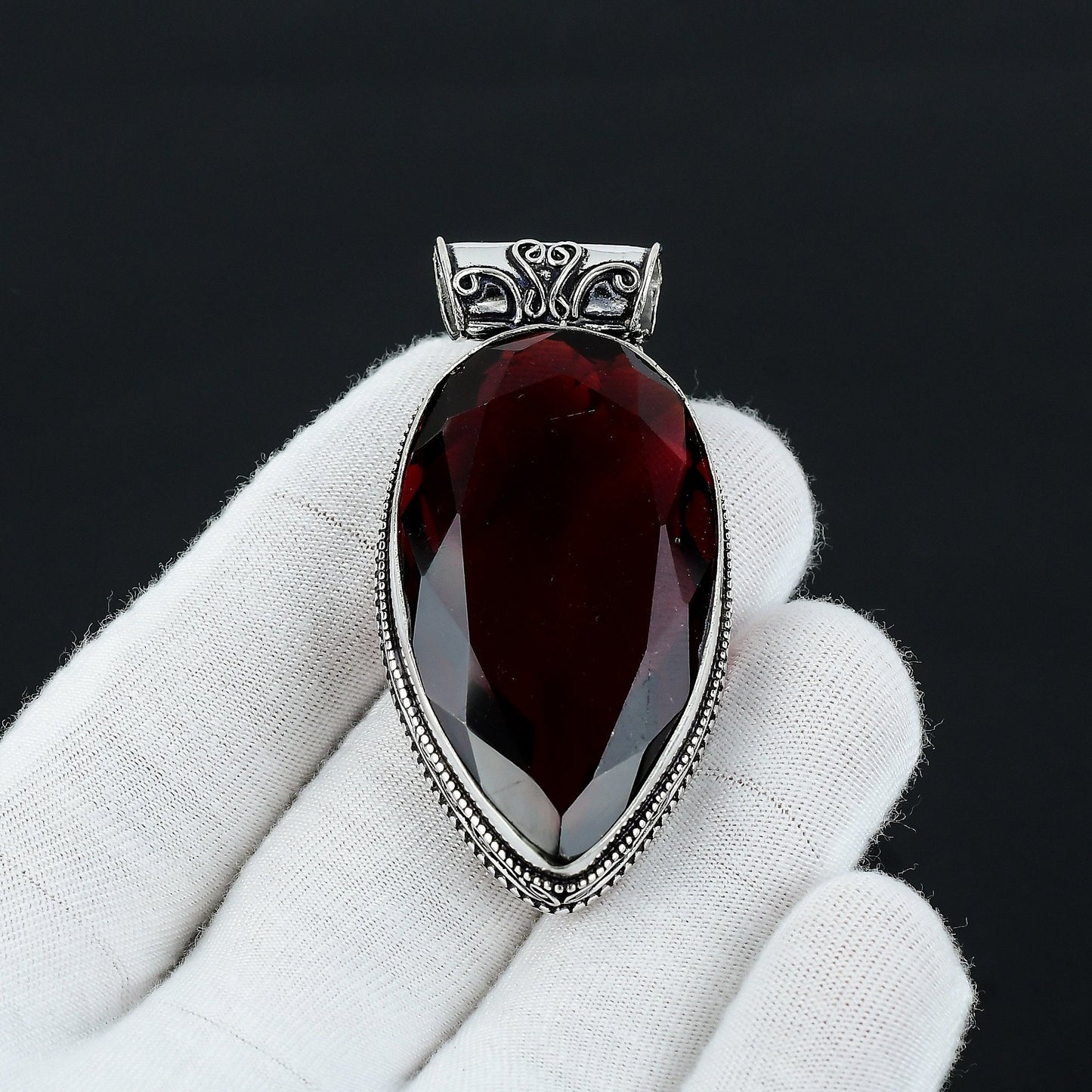 Red Garnet Pear Gemstone Pendant