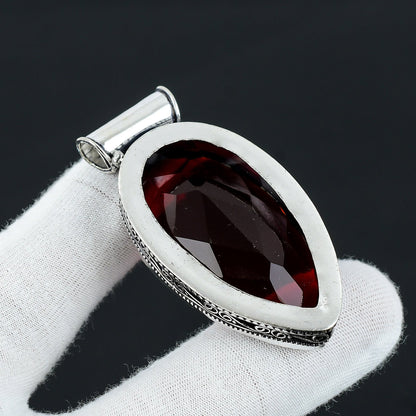 Red Garnet Pear Gemstone Pendant