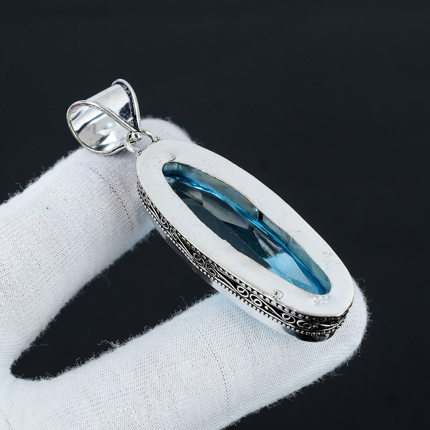 Swiss Blue Topaz Silver Pendant