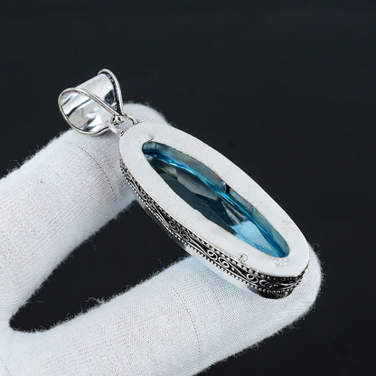 Swiss Blue Topaz Silver Pendant