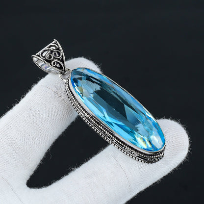 Swiss Blue Topaz Silver Pendant