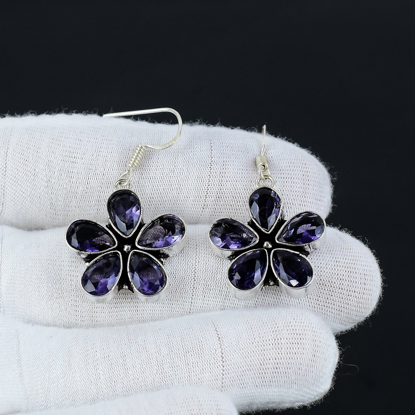 Blue Tanzanite Gemstone Earrings