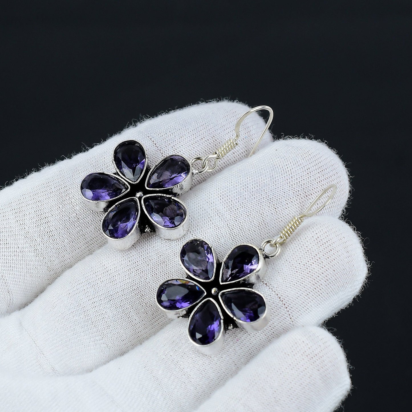Blue Tanzanite Gemstone Earrings