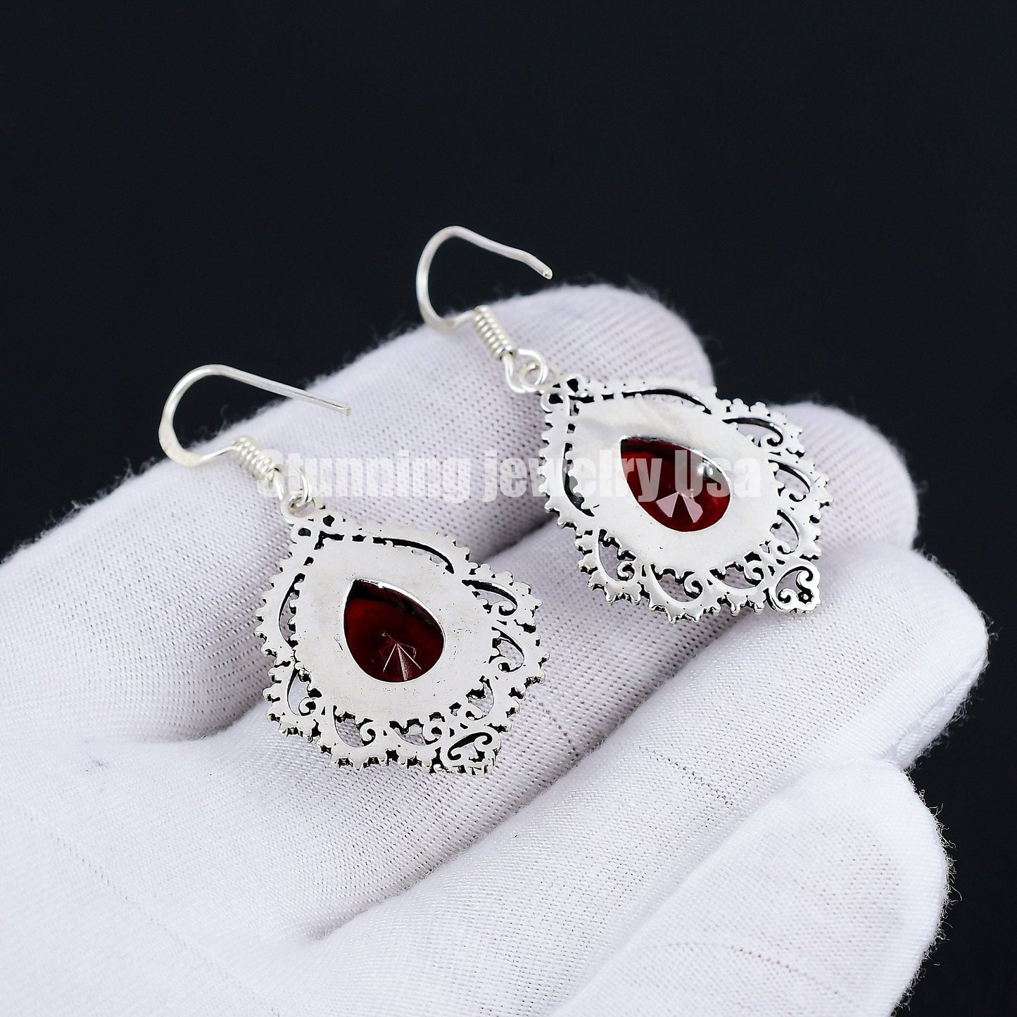 Red Garnet Gemstone Earrings