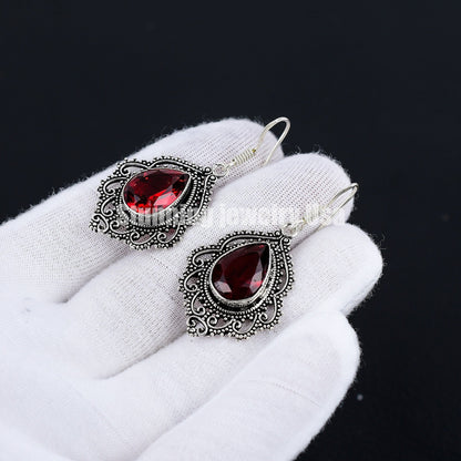 Red Garnet Gemstone Earrings