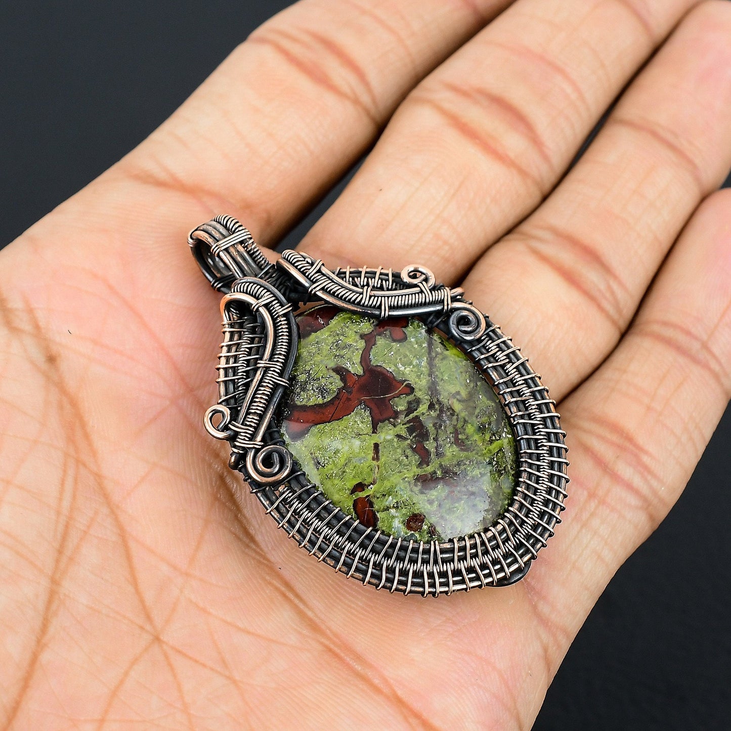 Green Bloodstone Gemstone Pendant