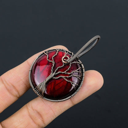 Red Fire Labradorite Gemstone Pendant