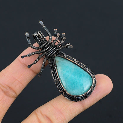 Green Amazonite Gemstone Spider Pendant