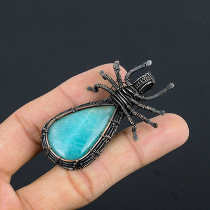 Green Amazonite Gemstone Spider Pendant