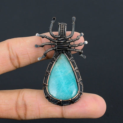 Green Amazonite Gemstone Spider Pendant