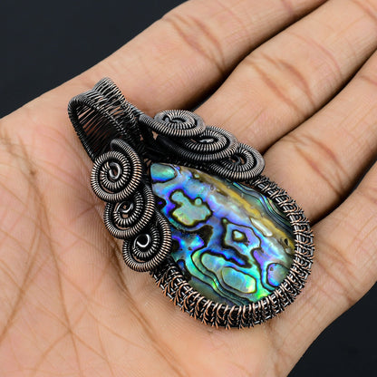 Blue-Green Abalone Gemstone Pendant