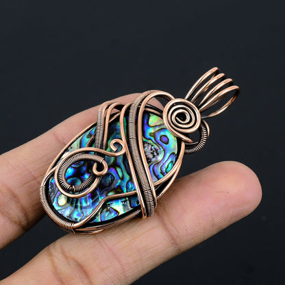 Copper Abalone Gemstone Pendant