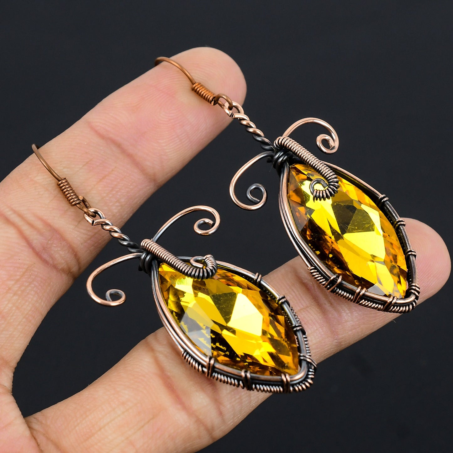 Yellow Citrine Gemstone Earrings