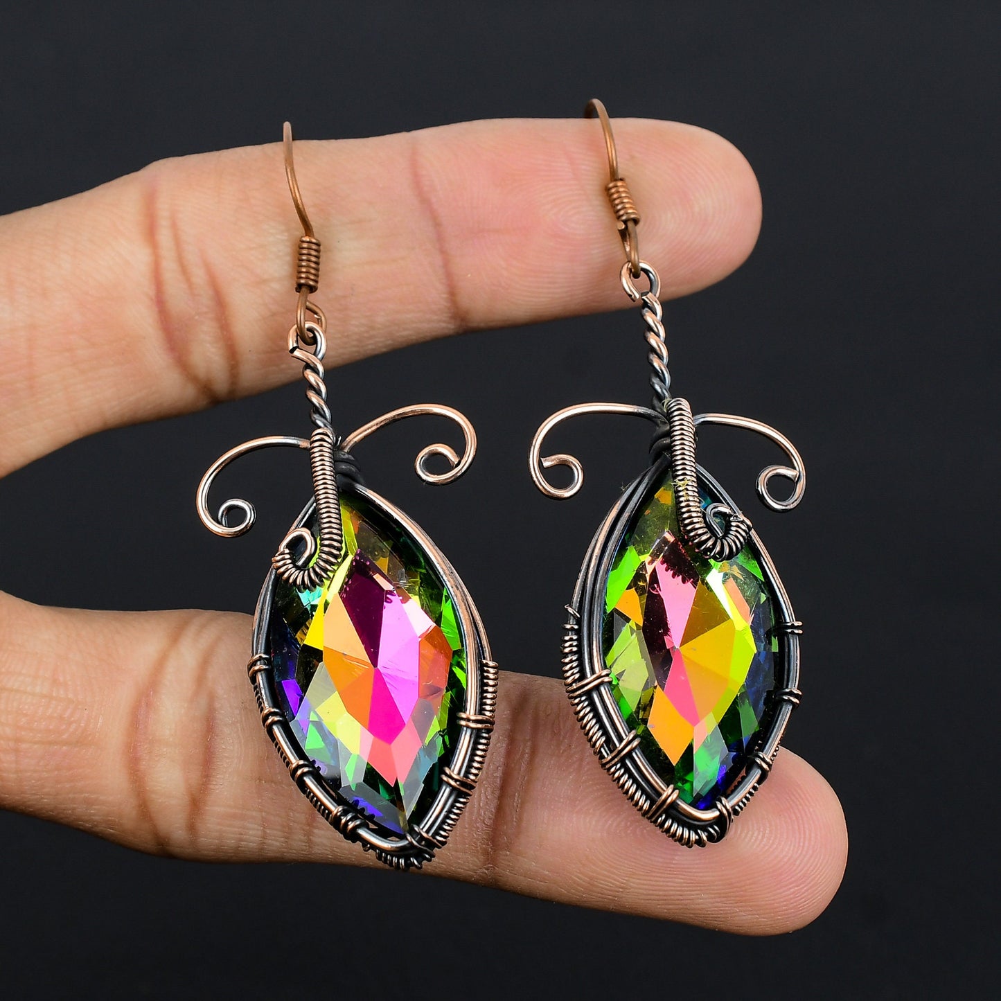 Rainbow Mystic Topaz Gemstone Earrings